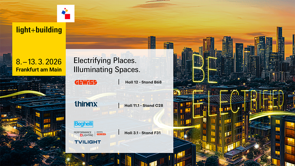 Soluzioni integrate per il futuro delle infrastrutture smart: tre stand, un’unica visione che unisce i brand GEWISS, BEGHELLI, PERFORMANCE iN LIGHTING, TVILIGHT e THINKNX
